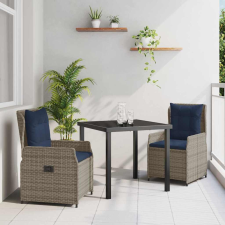  Kert étkező szett 3 pcs Szürke Poli rattan kerti bútor