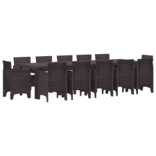  Kert étkező szett párnával 13 pcs Barna Rattan kerti bútor
