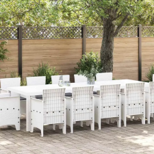  Kert étkező szett párnával 13 pcs Fehér Mű rattan és fém kerti bútor
