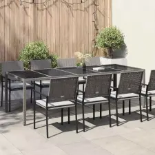 Kerti Asztal Szürke 250 x 100 x 75 cm polirattan kerti bútor
