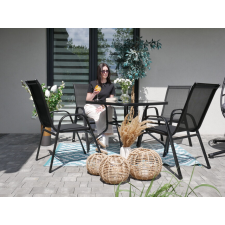  Kerti bútor készlet – fekete (4 szék + négyszögletes asztal) 62188 kerti bútor