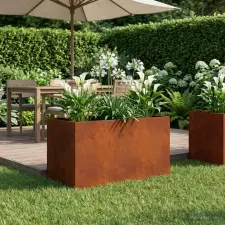  Kerti cserép Rozsdás 100 x 50 x 50 cm Időjárásálló Acél kerti dekoráció