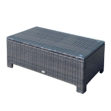 kerti dohányzóasztal, Üvegtető, Rattan, 85x50x39cm, Barna kerti bútor