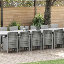  Kerti Étkező Szett 17 pcs Világosszürke Nagy Rattan kerti bútor