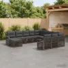  Kerti Kanapé Szett 12 db Szürke polirattan
