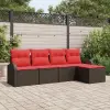  Kerti Kanapé Szett 5 pcs Barna polirattan
