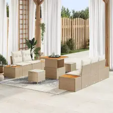  Kerti Kanapé Szett 8 db 7-Ülőhelyek száma Beige és krém kerti bútor
