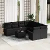  Kerti Kanapé Szett 9 pcs Fekete Poli rattan