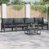  Kerti Kanapé Szett párnával 4 pcs Fekete Acél