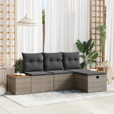  Kerti Kanapé Szett párnával 4 pcs Szürke Poli rattan kerti bútor