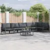  Kerti Kanapé Szett párnával 7 pcs Fekete Acél