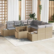  Kerti Kanapé Szett párnával 9 pcs Beige és Világosszürke kerti bútor