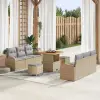  Kerti Kanapé Szett párnával 9 pcs Bézs Poli rattan