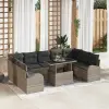  Kerti Kanapé Szett párnával tárolóval 10 pcs Szürke Poli rattan