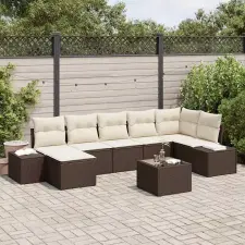  Kerti Kanapé Szett párnával tárolóval 7 pcs Barna polirattan kerti bútor