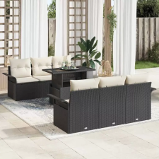  Kerti Kanapé Szett párnával tárolóval 7 pcs Fekete Poli rattan kerti bútor