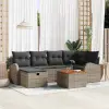  Kerti Kanapé Szett párnával tárolóval 7 pcs Szürke Poli rattan