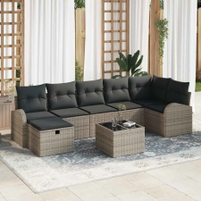  Kerti Kanapé Szett párnával tárolóval 8 pcs Szürke Poli rattan kerti bútor