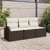  Kerti Kanapé Szett tárolóval 3 pcs Barna és fehér Poli rattan