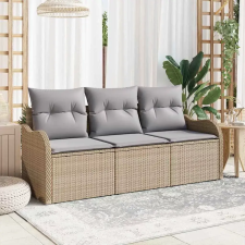  Kerti Kanapé Szett tárolóval 3 pcs Bézs Poli rattan kerti bútor