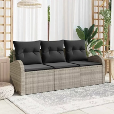  Kerti Kanapé Szett tárolóval 3 pcs Világosszürke Poli rattan kerti bútor