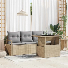  Kerti Kanapé Szett tárolóval 5 pcs Bézs Poli rattan kerti bútor