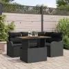  Kerti Kanapé Szett tárolóval 5 pcs Fekete Poli rattan