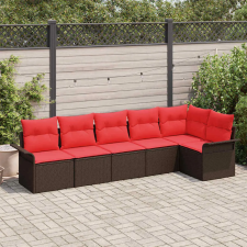  Kerti Kanapé Szett tárolóval 6 pcs Barna polirattan kerti bútor