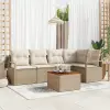  Kerti Kanapé Szett tárolóval 6 pcs Beige és krém polirattan