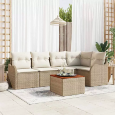  Kerti Kanapé Szett tárolóval 6 pcs Beige és krém polirattan kerti bútor
