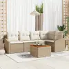 Kerti Kanapé Szett tárolóval 6 pcs Beige és krém polirattan