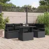  Kerti Kanapé Szett tárolóval 6 pcs Fekete Poli rattan