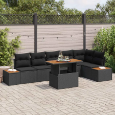  Kerti Kanapé Szett tárolóval 7 pcs Fekete Poli rattan kerti bútor