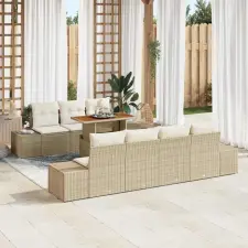  Kerti Kanapé Szett tárolóval 8 pcs Bézs Poli rattan kerti bútor