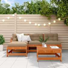  Kerti lounge szett 5 pcs Viaszbarna Tömör Fenyőfa kerti bútor