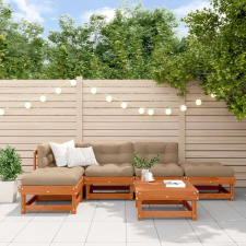  Kerti lounge szett 6 pcs Viaszbarna Tömör fenyő kerti bútor