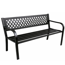  Kerti pad, park, terasz, kert, fém, 2 személyes, fekete, 120 cm kerti bútor