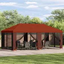  Kerti pavilon 6 x 3 m Terrakotta Poliészter és acél 190 kerti tárolás
