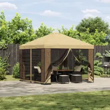  Kerti pavilon oldalfalakkal 3 x 3 m Krémszínű kerti tárolás