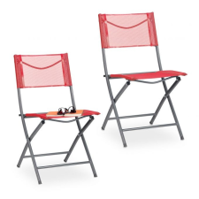  Kerti szék összecsukható piros-szürke 2 db-os szett kerti bútor