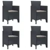  Kerti Szék párnával 4 pcs Antracit 53 x 49 x 85 cm Polipropilén