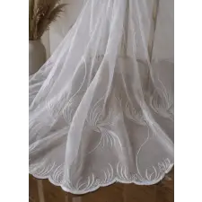  Kész függöny Verona fehér toll mintás 200x180cm lakástextília