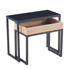  Két darabos dohányzóasztal szett, tölgy/fekete, DAGOR bútor