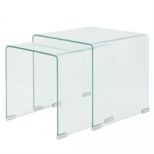  Két részes egymásba rakható asztal szett edzett üvegből bútor