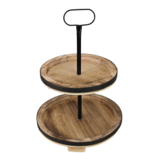  Két szintes kínáló tál fából barna 45cm dekorációs kellék