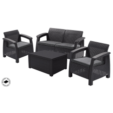 KETER Corfu box polyrattan kerti bútor garnitúra - grafit kerti bútor