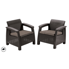 Keter Corfu duo polyrattan kerti fotelek, 2db - barna kerti bútor