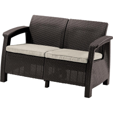 KETER Corfu love seat kétszemélyes polyrattan kerti kanapé - barna kerti bútor