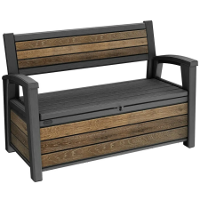 KETER Keter DECO GARDEN kerti tároló pad – 227 L, ülőpad + tároló, walnut kerti bútor