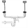  Kétmedencés mosogató csőszifon,+2 leeresztô+2 túlfolyó+mosógép csatl.,átm.40mm (STY-639-1)